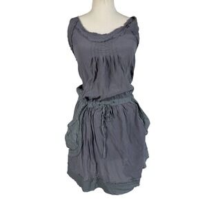 Monoreno Dress Womens M Gray Crinkle Gauze Sleeveless Pocket Tunic Boho
